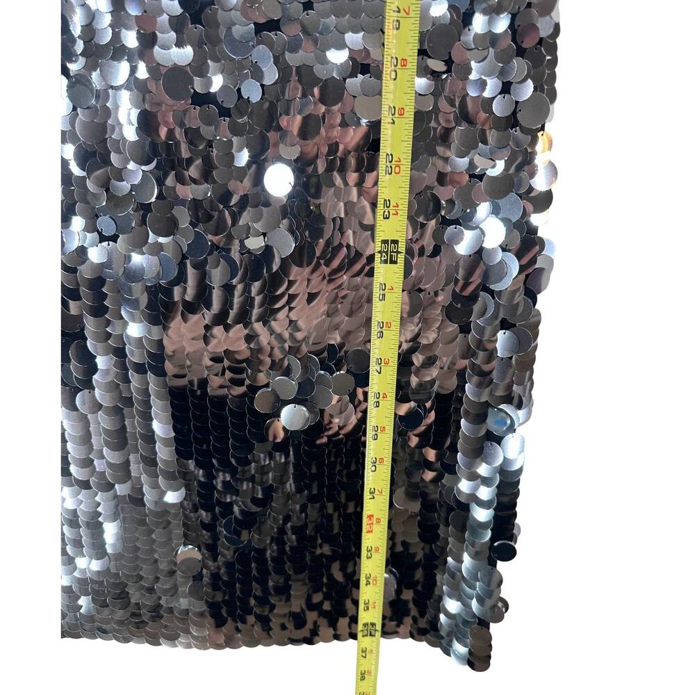 Tory Burch Silver Sequin Shirt Dress Black Knit S Short Sleeve Party Event - Picture 7 of 10